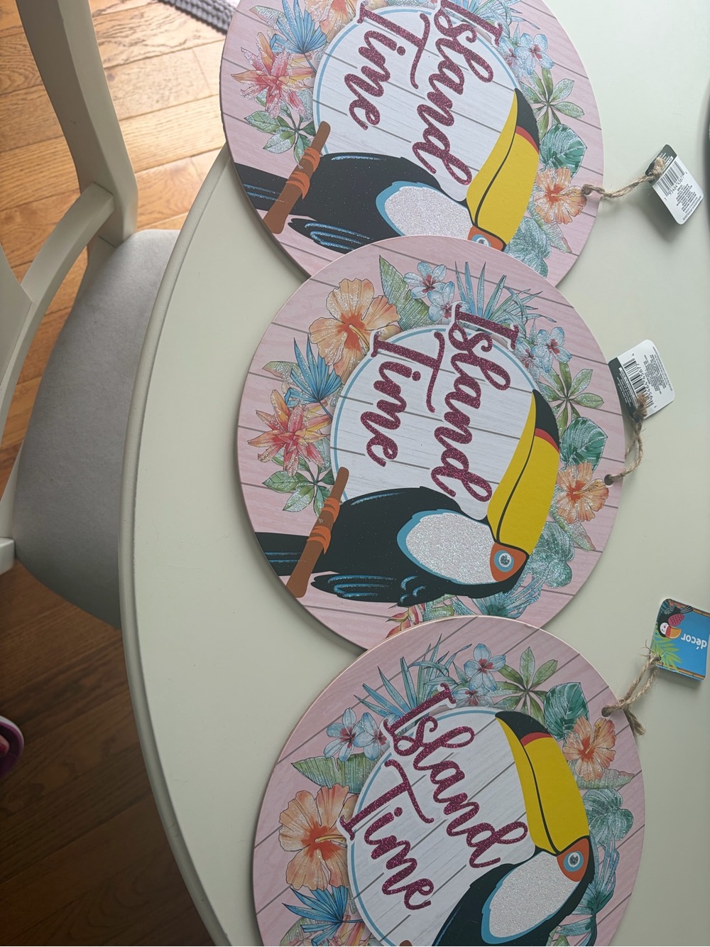 Island Time Toucan Wall Sign - Pink Tropical Party Decor